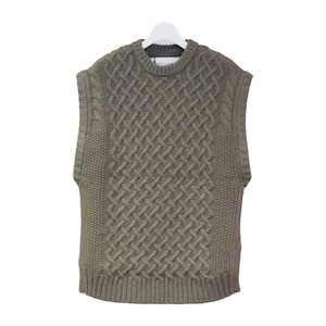 Mongolian wool Aran vest(khaki)