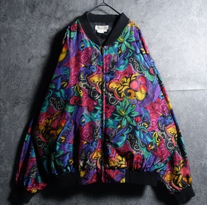 Multicolor Artistic Pattern Design Silk Blouson
