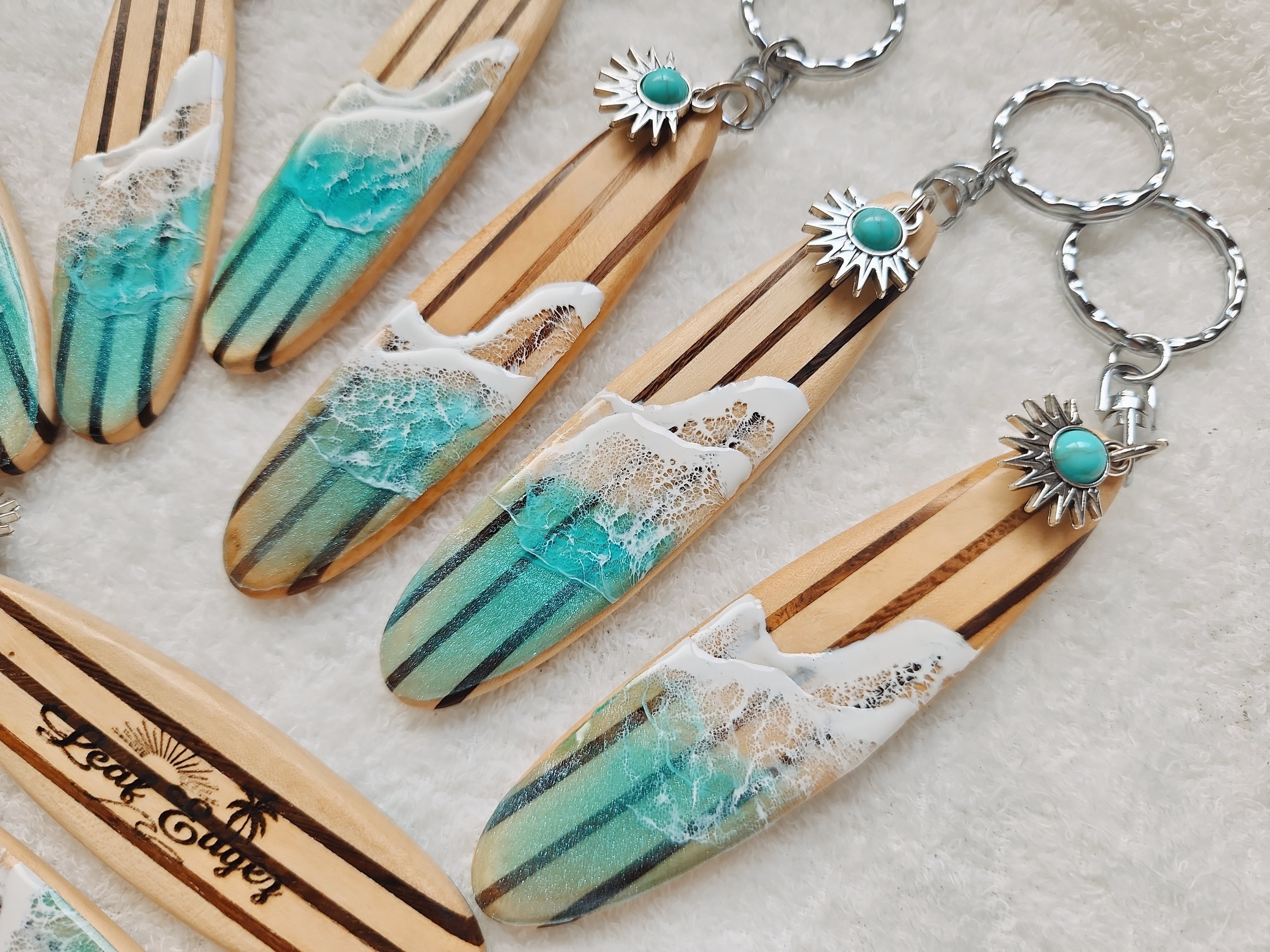 416.オーシャンレジンアート Surfboardキーホルダー