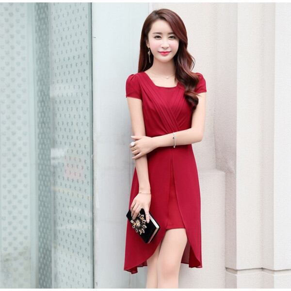 ワンピース レディース きれいめ 40代 夏 膝丈ワンピース 半袖 無地 V