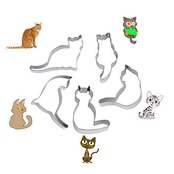 クッキー型 猫 5個セット ねこ クッキーカッター ステンレス製 ビスケット 抜き型 お菓子作り 製菓道具 手作り DIY ベーキングツール クリスマス 誕生日 パーティーデコレーション (猫 5個セット)