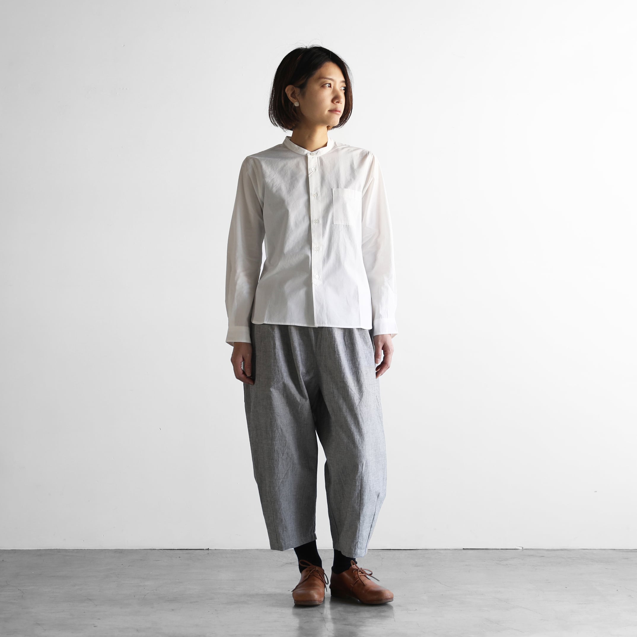 HUIS. 綿麻バフクロスバルーンパンツ（グレー）506 HUIS 綿麻(コットンリネン)バフクロスバルーンパンツ（グレー）【ユニ