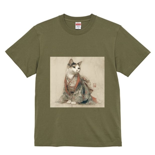 「そっと佇む、花衣の猫」Tシャツ 半袖