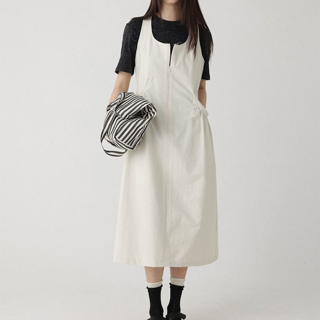 front zip sleeveless long dress