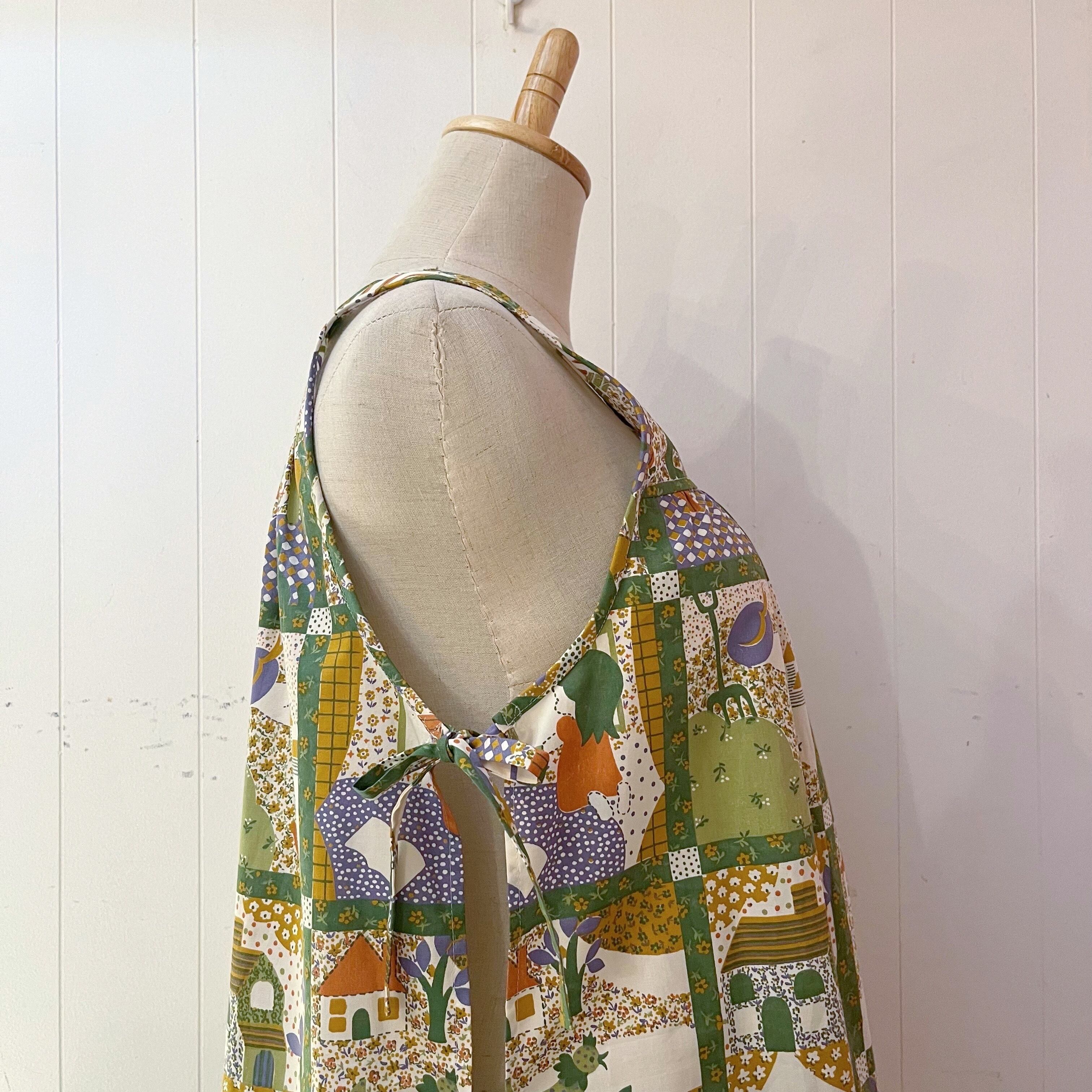 patchwork printed side ribbon one-piece