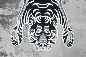 Tibetan Tiger Rug 《Lサイズ•シルク•オリジナル1•モノクロ160》チベタンタイガーラグ