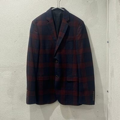GUCCI グッチ 秋冬 チェック 3Pセットアップスーツ レッド系×ネイビー 