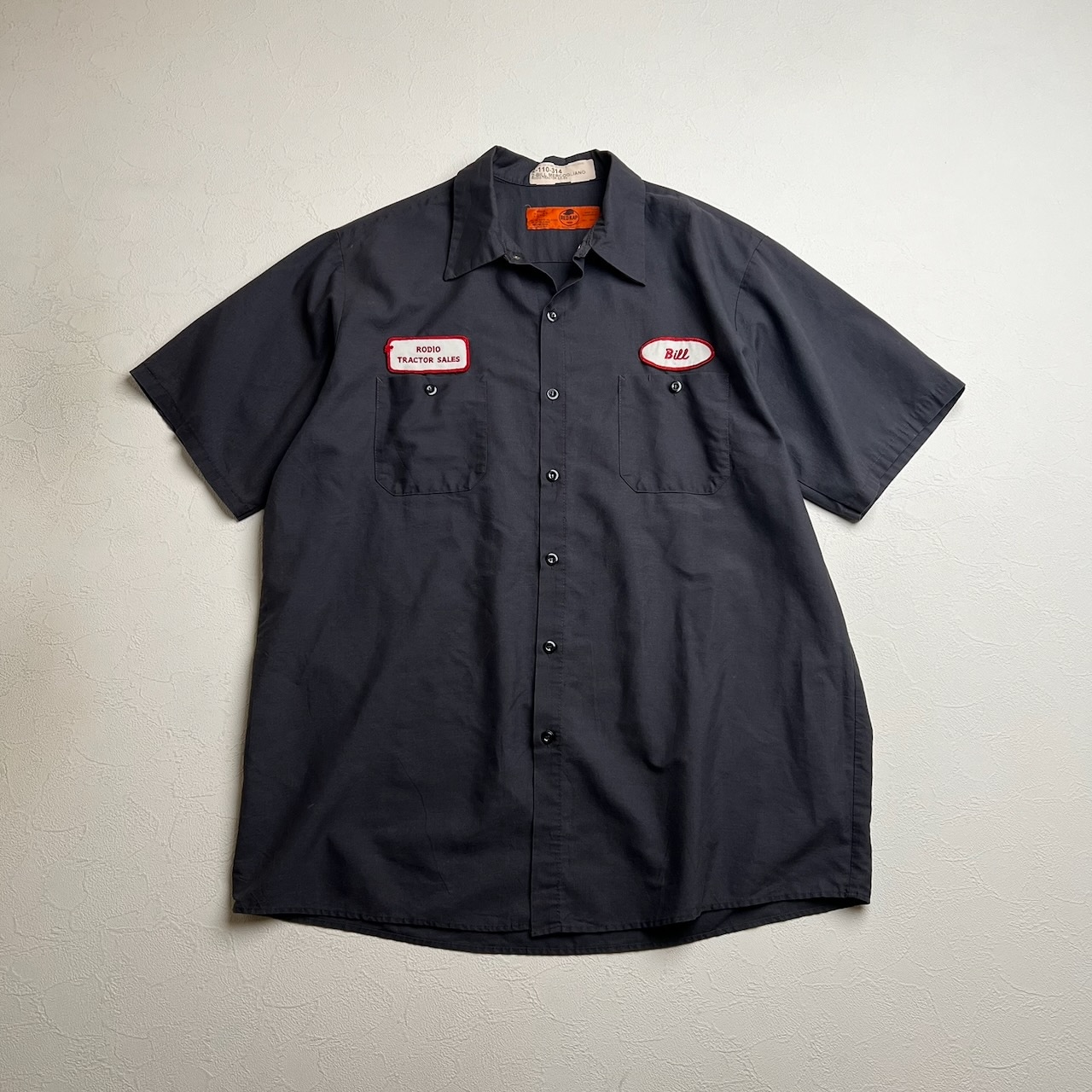 RED KAP ワークシャツ 襟芯 半袖シャツ レッドキャップ チャコールグレー XL 古着