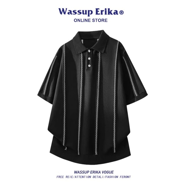 ♥上質な肌触り 洗練された縦縞シャツ！【WSシリーズ】★POLOシャツ★ ユニセックス 3color トップス カジュアル 縦縞 縞模様 メンズ 大きいサイズ