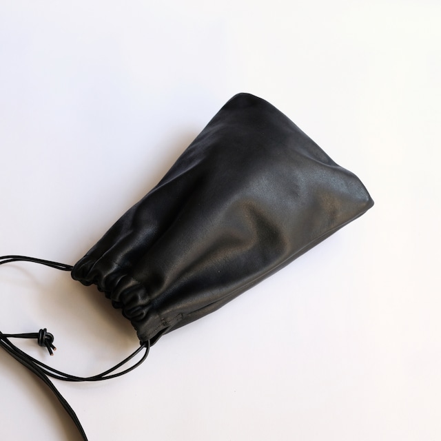 leather pouch / 巾着 - bk - guidi / cavallo gluc