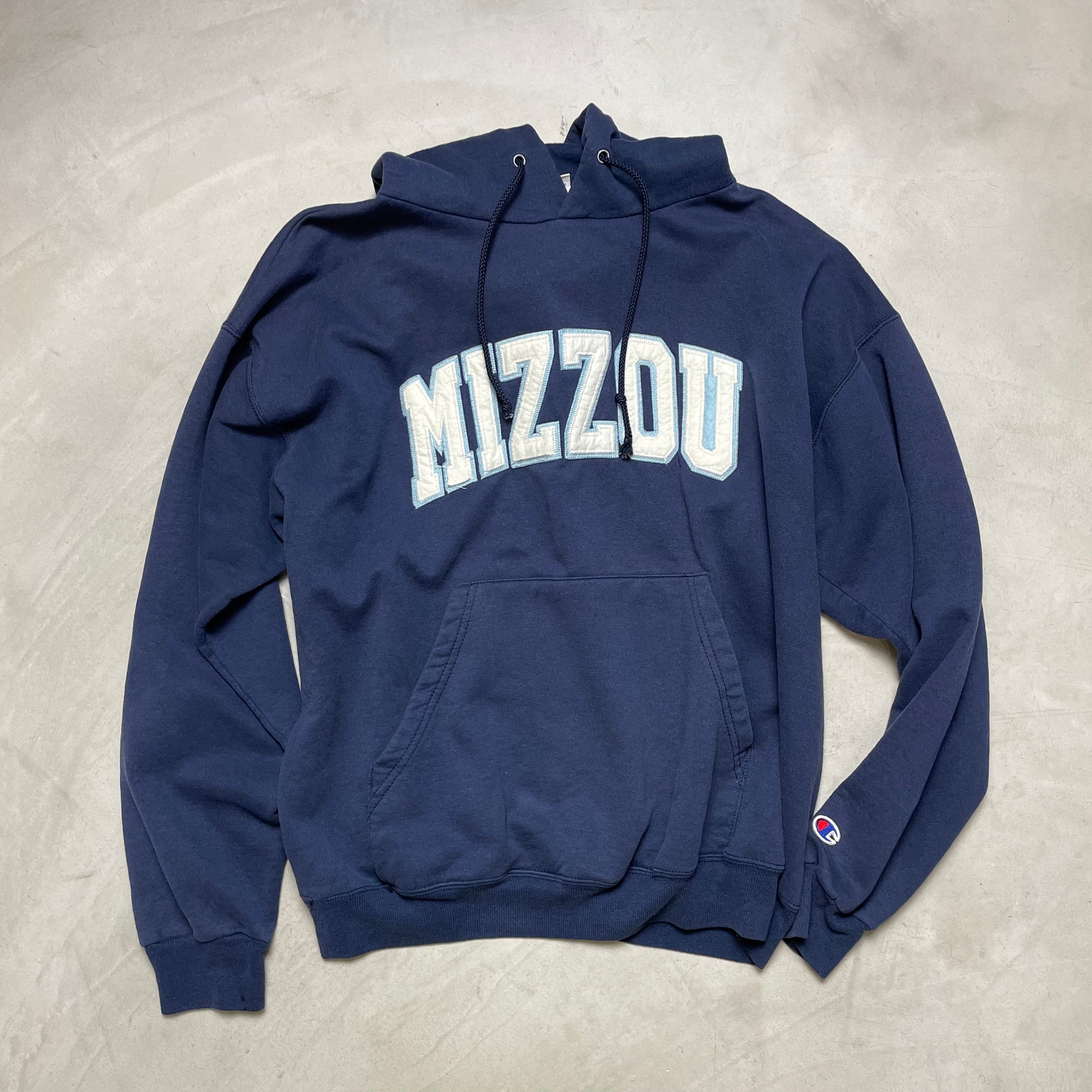 インポート古着Champion/チャンピオンカレッジロゴパーカーM ネイビー 中古・古着通販】Champion (チャンピオン) パーカー ネイビー サイズ:M