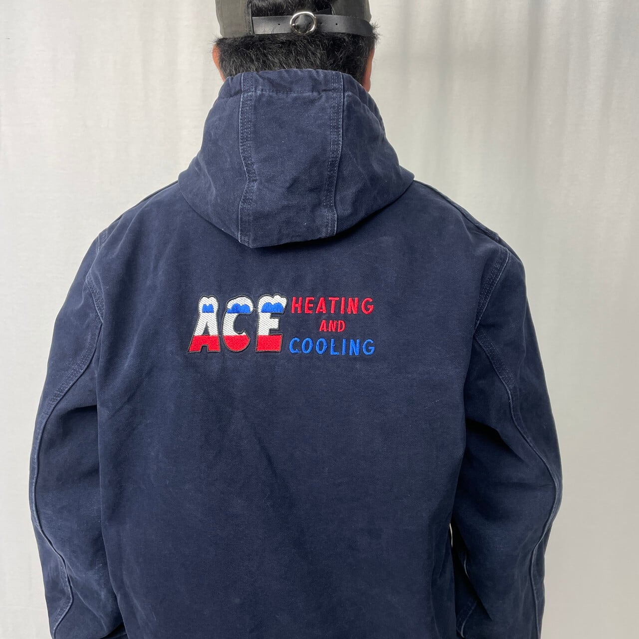 と*こ様 90s Carhartt アクティブジャケット 企業ロゴ ネイビー 刺 と*こ様 90s Carhartt アクティブジャケット 企業ロゴ ネイビー 刺