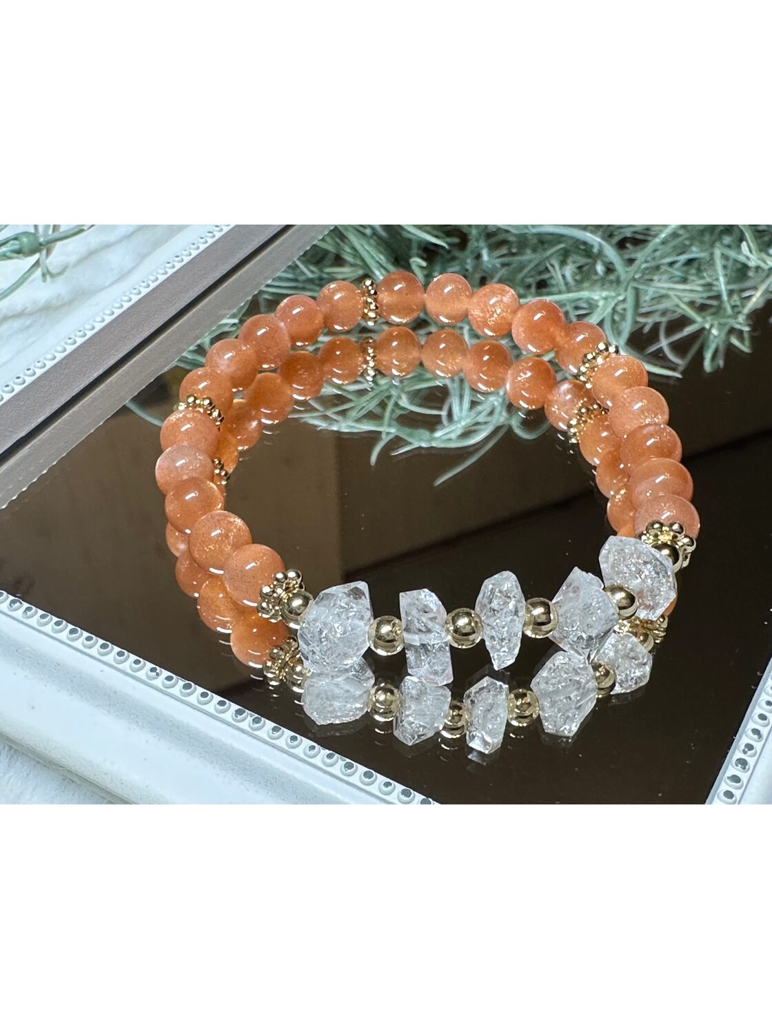 オイルインハーキマーダイヤモンド×サンストーンbracelet♡ | Pay ID