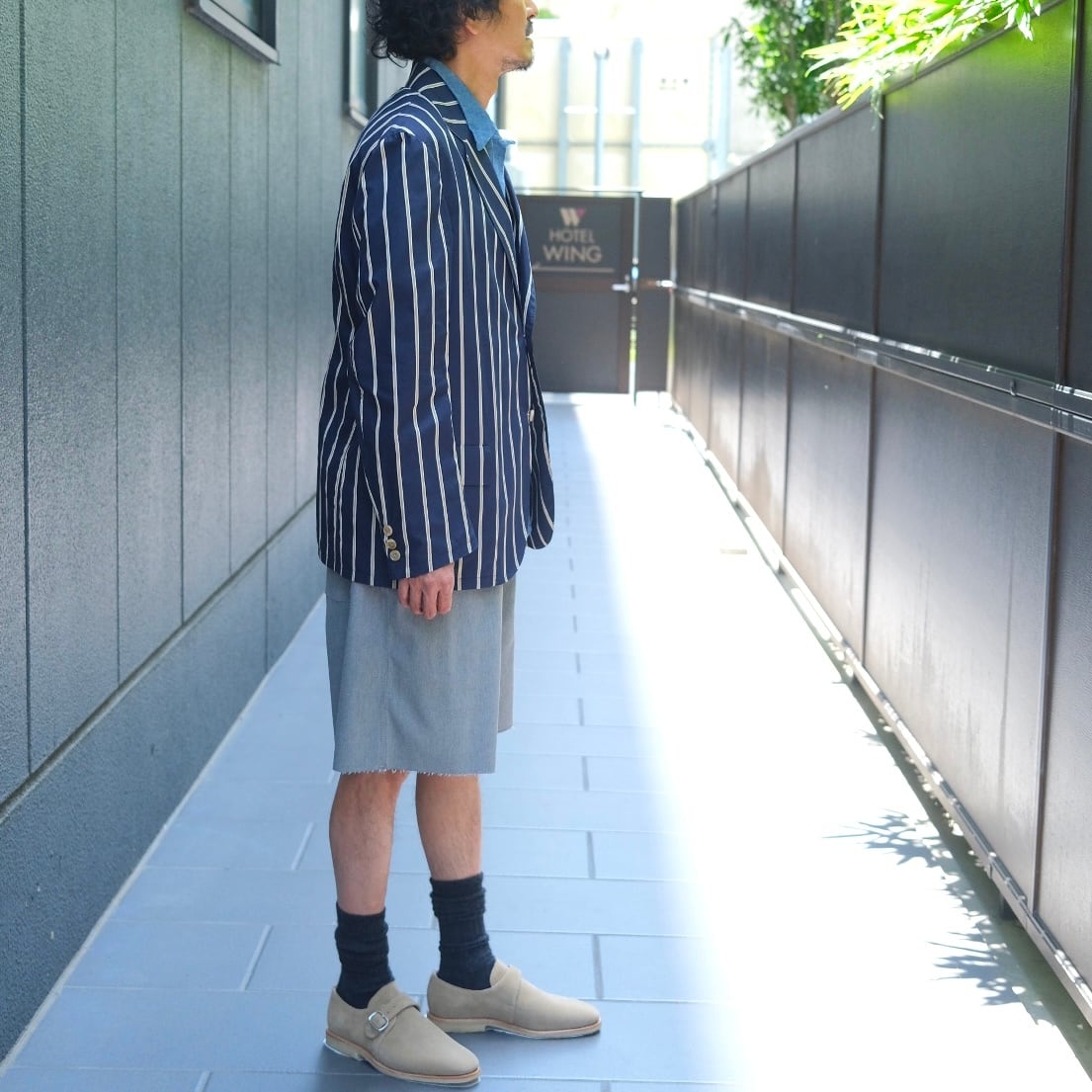 ジャケット・アウター KENNETH FIELD BOSTON JACKET STRIPE KENNETH FIELD(ケネスフィールド) /BOSTON CLUB STRIPE-NAVY×YELLOW
