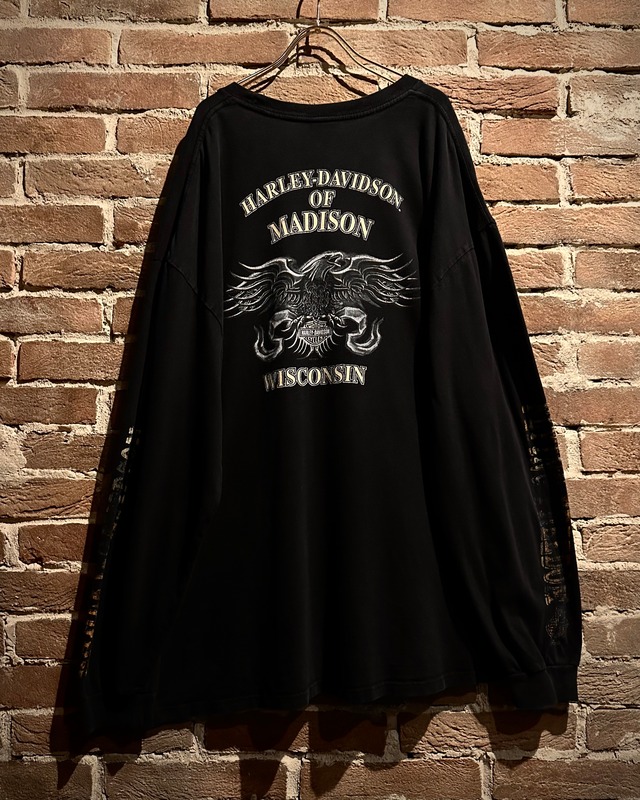 【Caka act3】“Harley-Davidson” Logo Graphic Vintage L/S T-Shirt