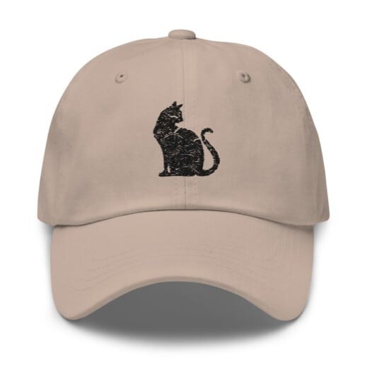 猫シルエット 刺繍キャップ /Sparkling cat silhouette  Embroidered Cap