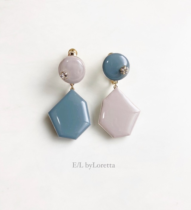 Color Asymmetry KAKERA pierce/earring(Smoky Pink × Blue)
