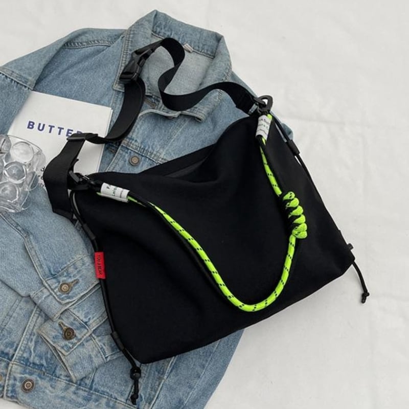 Rope handle nylon bag 2 colors V2527