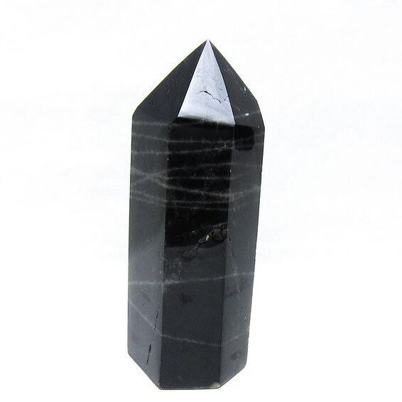 モリオン ポイント 六角柱 黒水晶 置物 一点物 152-4269