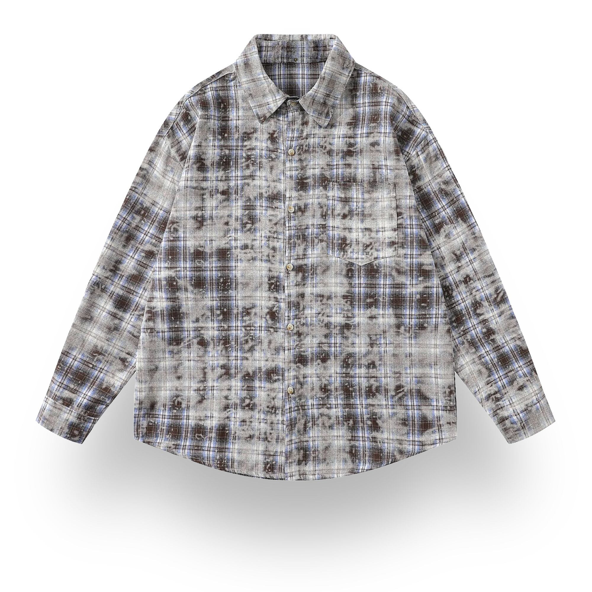 チェック&ウォッシュドデザインシャツ_< 2:color >