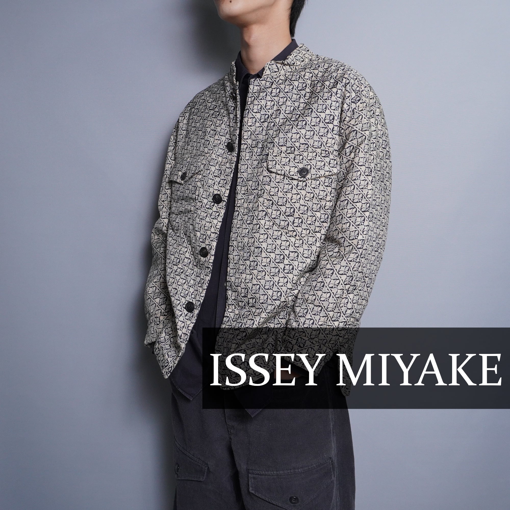 ISSEY MIYAKE】イッセイミヤケ マオカラー 中綿パターン ジャケット