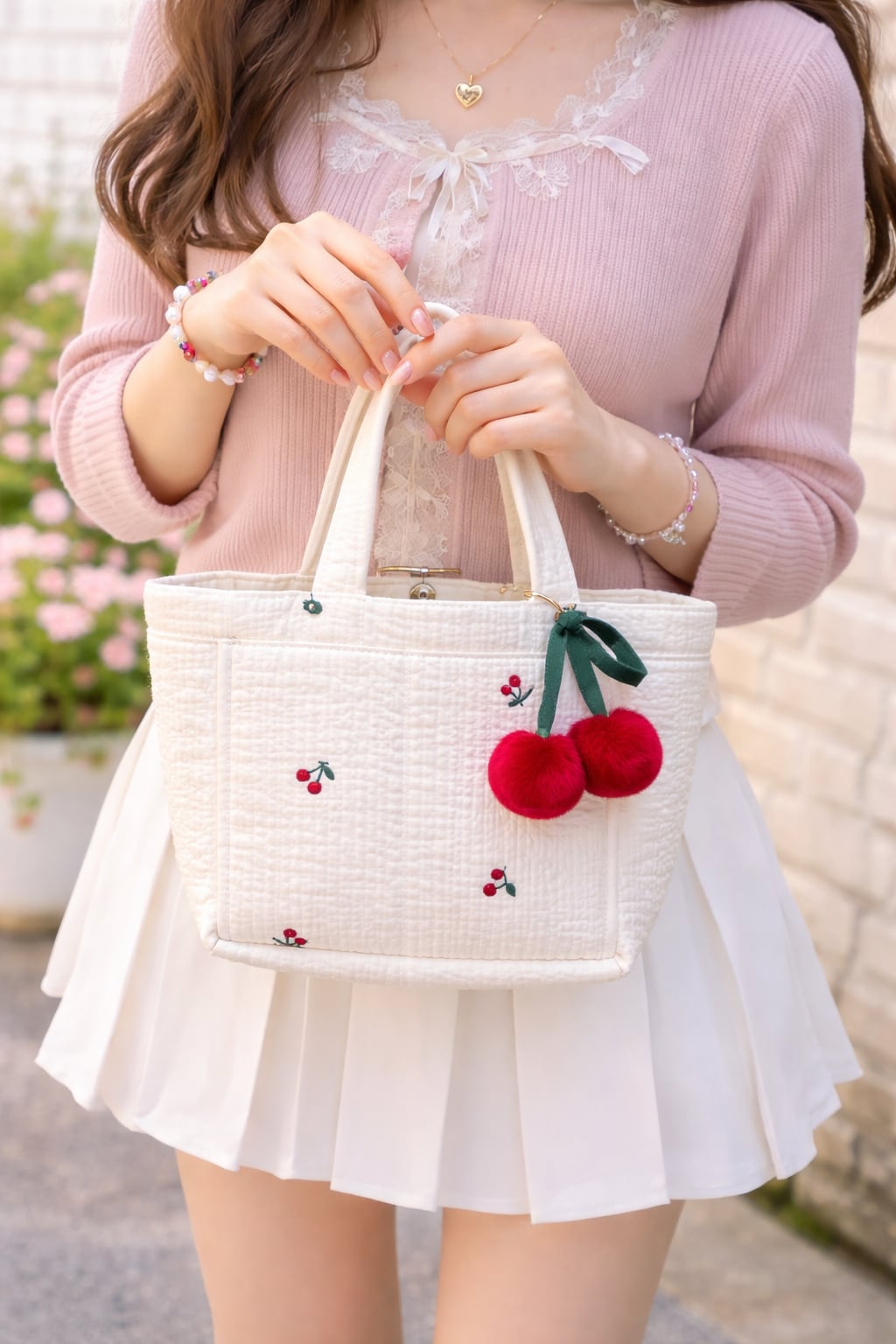 No.08［Sサイズ］さくらんぼヌビバック(さくらんぼ柄刺繍) | Bliss