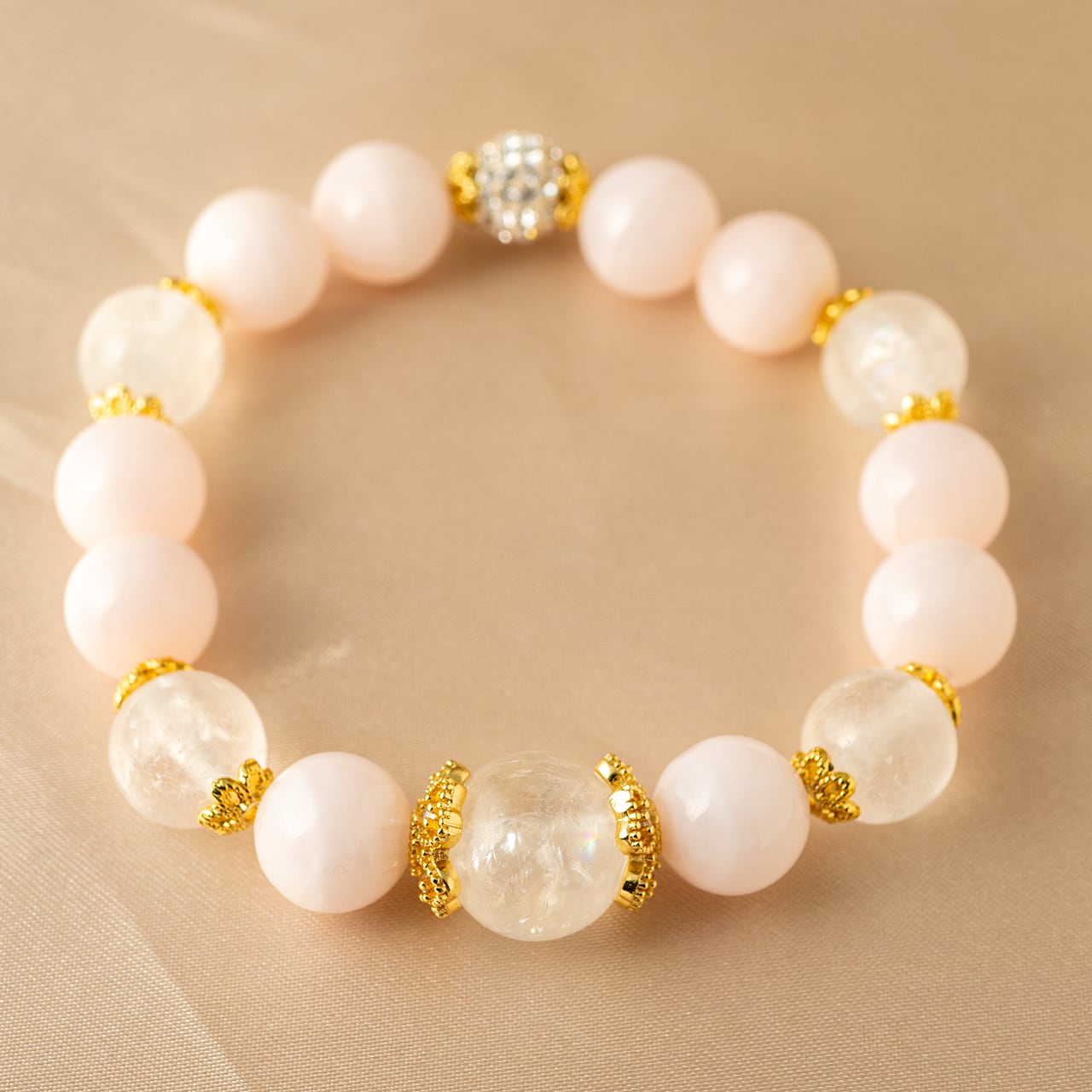 ムーンストーン　パワーストーンブレスレット　内径約15cm アパタイト ムーンストーン ルチル パワーストーンブレスレット 内径約15cm