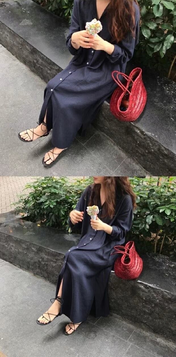 開襟シャツワンピース　　AJ22263-6698