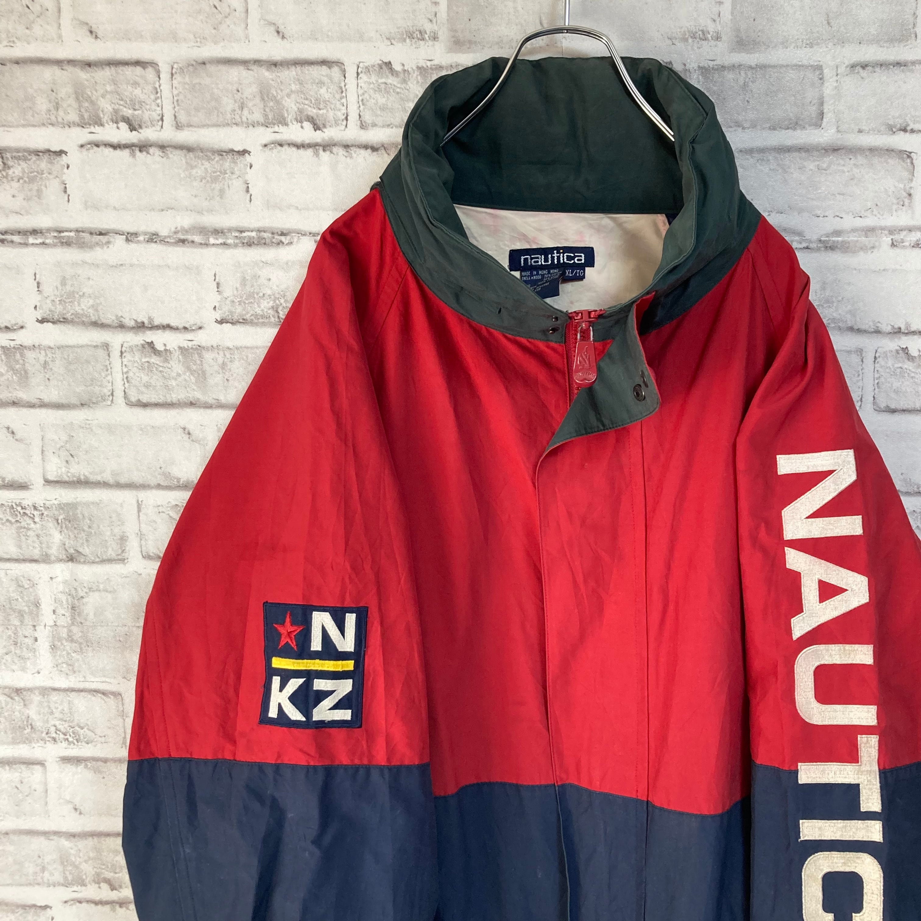 【nautica】Nylon Jacket XL 90s “Old nautica”ノーティカ ナイロンジャケット 刺繍ロゴ 袖ロゴ アウター  アメリカ USA 古着