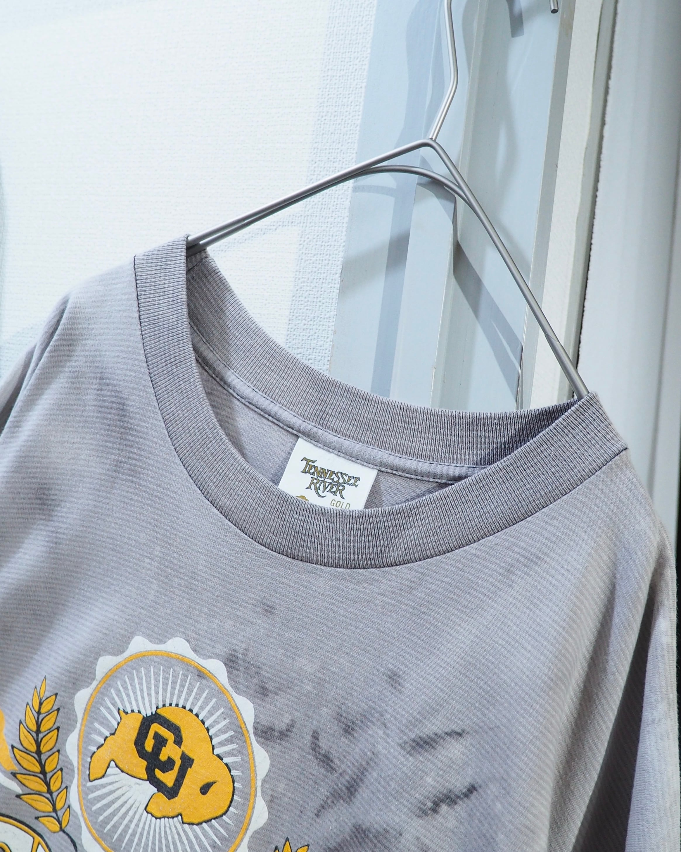 1990s " Made in USA - Colorado Buffaloes " printed × Over Dyed vintage loose Tee