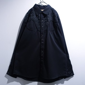 “Scully” Black Embroidered Design Western Shirt