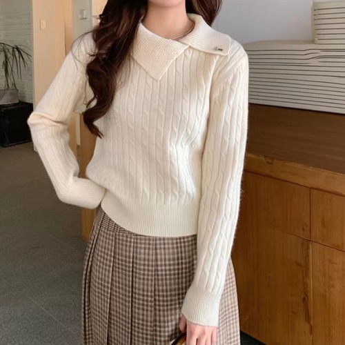 アシメカラーリブニットトップス ・10151