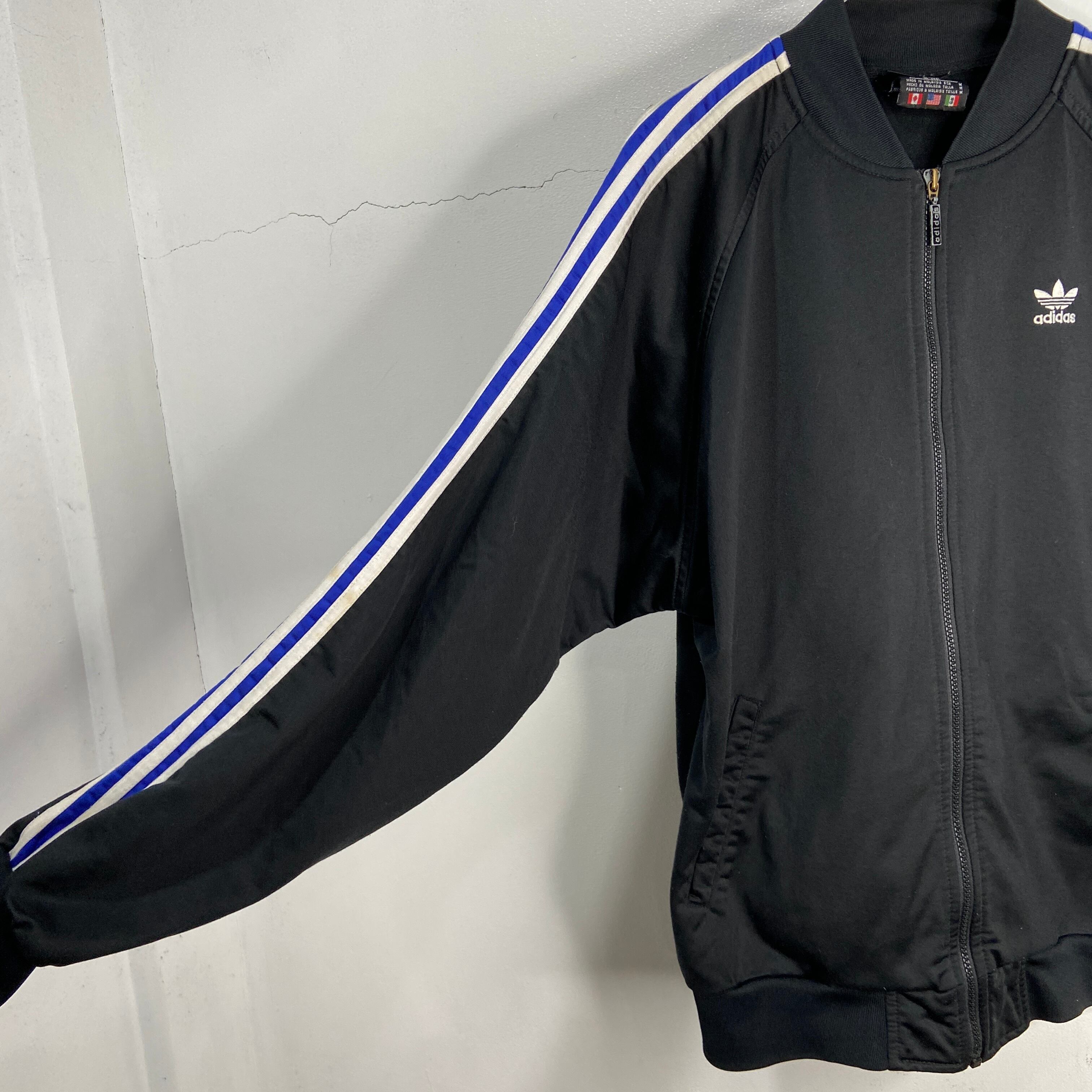 送料無料』80s adidas 万国旗タグ トラックジャケット ブラック M 黒 