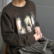 horse print sweat brown