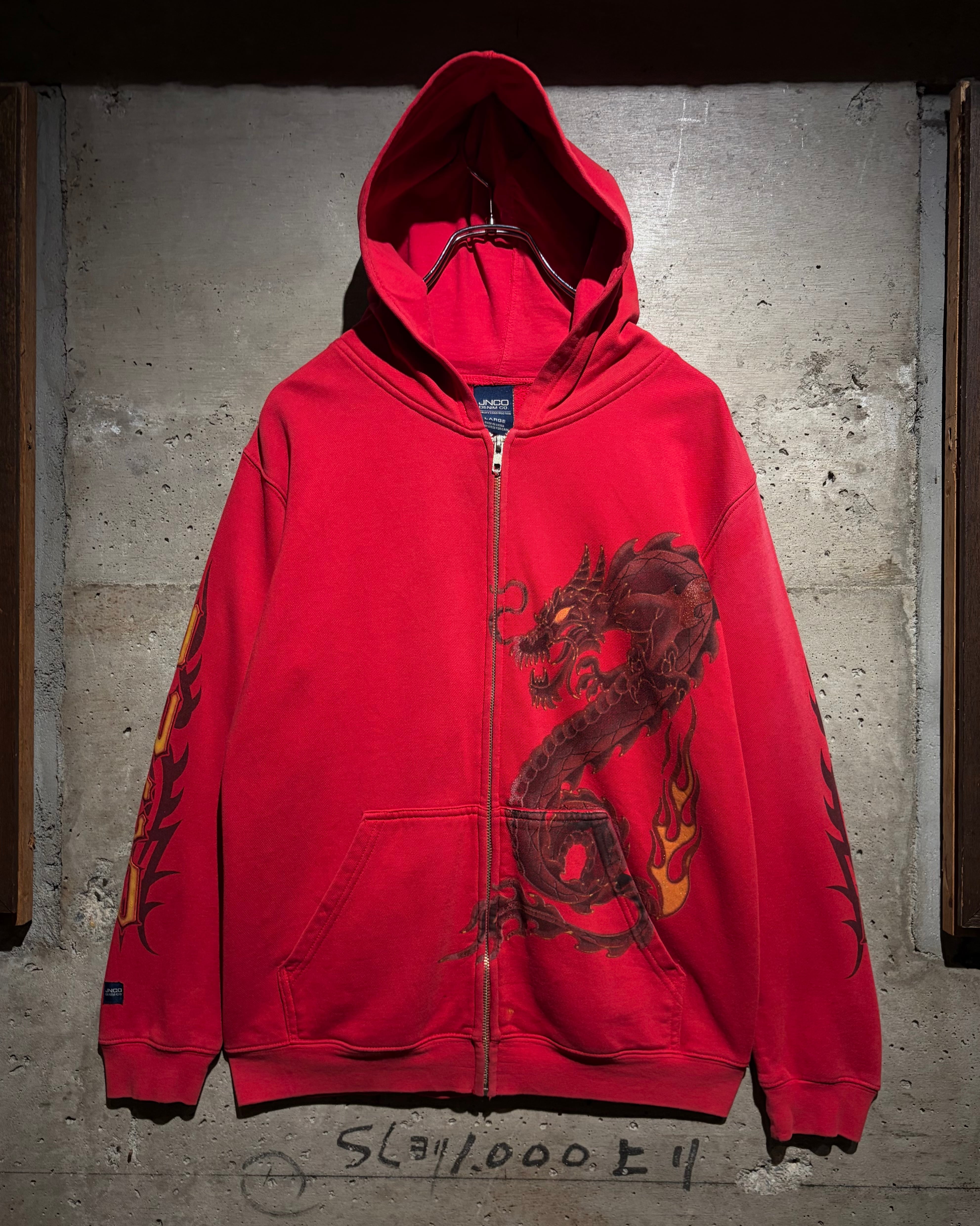 Caka】“JNCO” Dragon & Flame Graphic Zip-Up Hoodie | Caka(カカ
