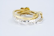 R-123 Three linked Arabesque Heart Ring( 24K Gradient Gold Plated)