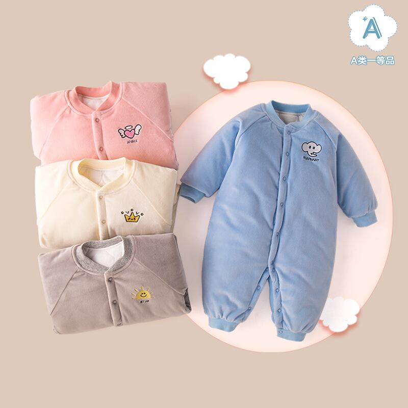 生まれたキルティングパッド入りワンピースお出かけ服ベビー服秋冬ネットレッドベイビー超かわいいかわいいロンパース Duduベイビー87203978353