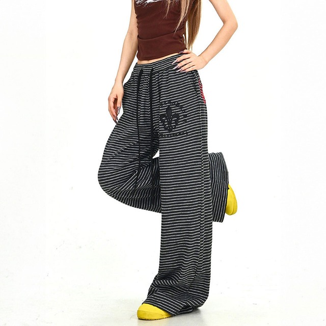 バックグラフィックボーダーワイドレッグパンツ 1col   R01903