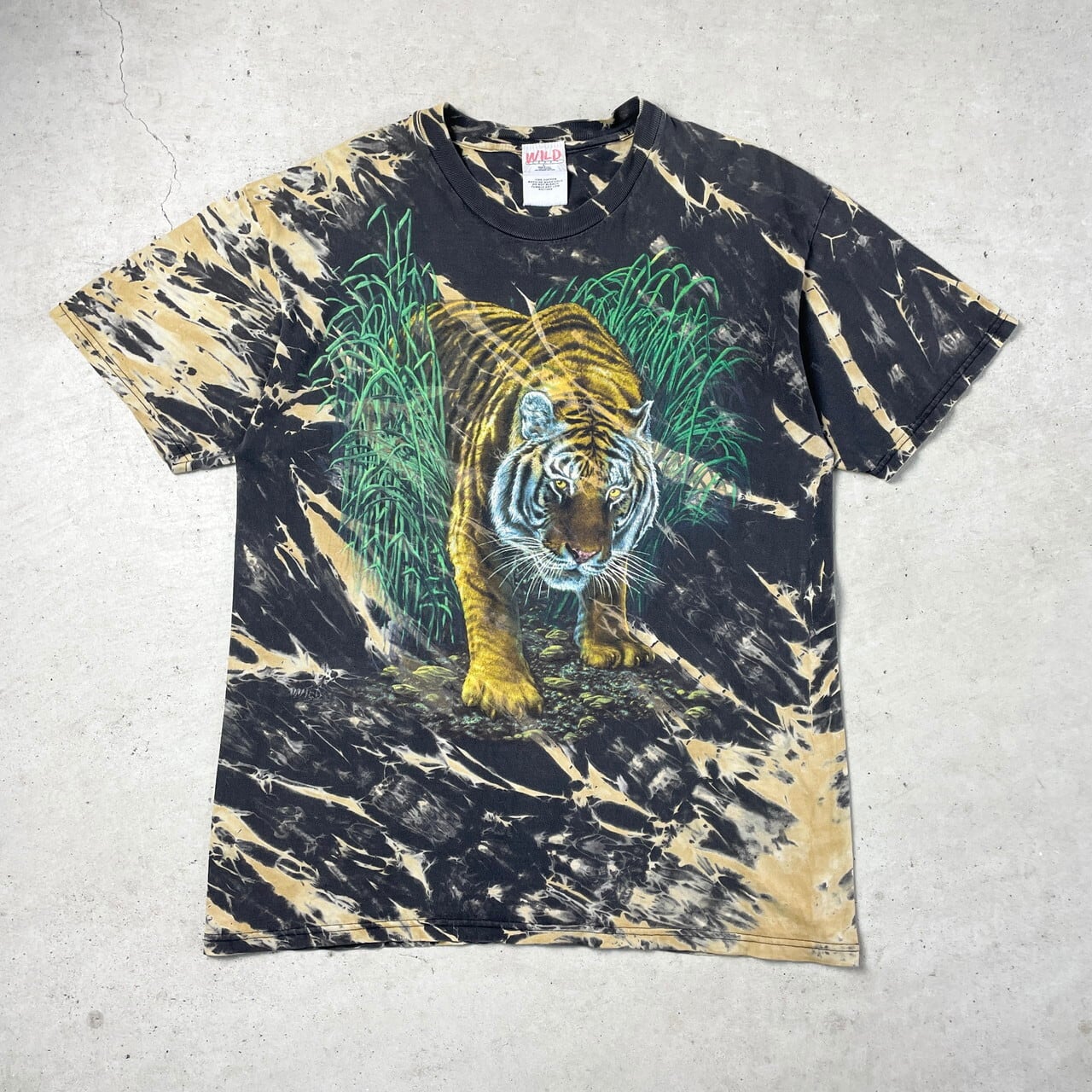 90年代 USA製 WILD GEAR 虎 タイダイ染め アニマル プリント Tシャツ 