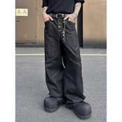 ストリート ボタン デニムパンツ P386