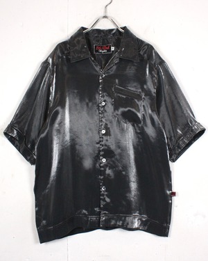 【Caka act2】Metallic Silver Vintage Open Collar S/S Shirt