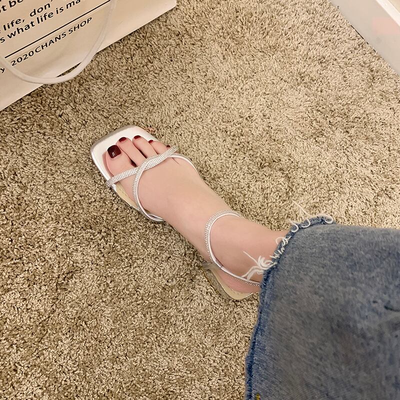 イブニングサンダルサマーハイヒールレッドラインストーン 靴 シューズ 夏物 部族の婦人靴70007807230