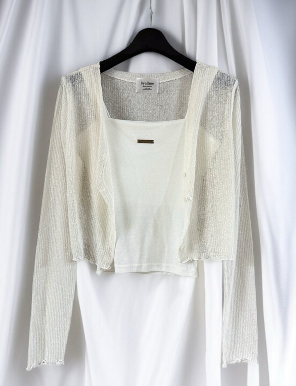 Human/予約【buyalldog】Steady Sleeveless＆Cardigan Set (Ivory)