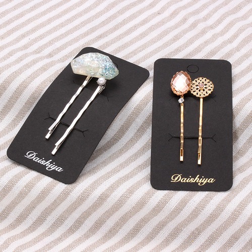 【名入れ箔押し】 オリジナル台紙 ヘアアクセサリー用 黒 100枚 40×85mm SD27