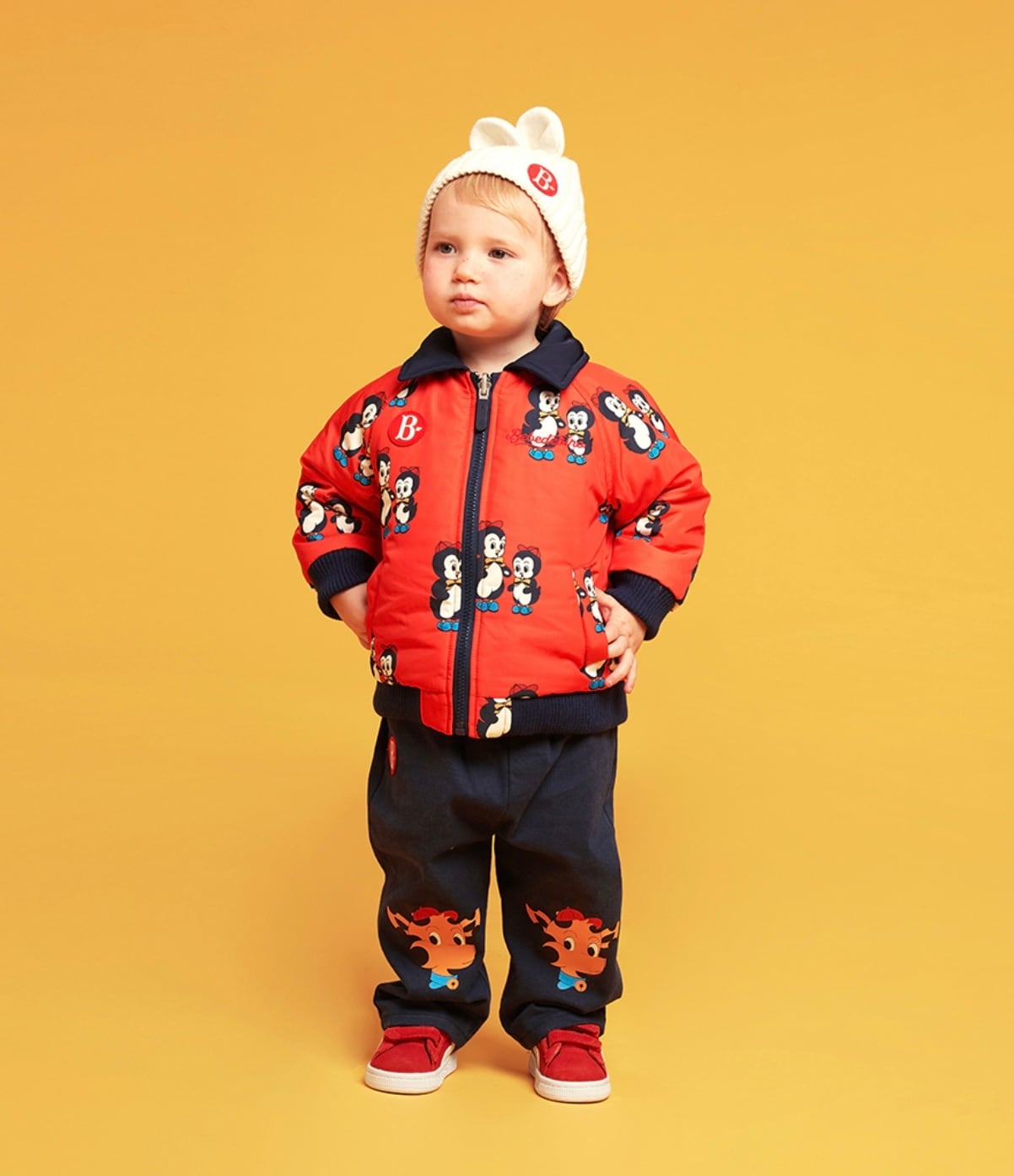 専用ページ☆子供服　まとめ売り　韓国子供服　100〜110size BEBE DE PINO] Dancy penguin baby reversible padding jumper 正規品