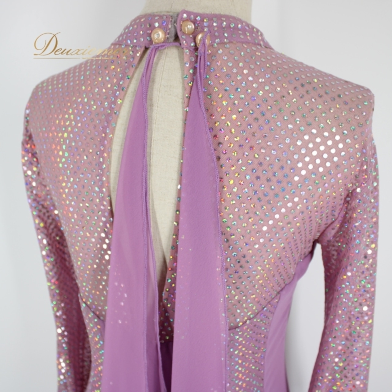 社交ダンス 衣装 スタンダード ドレス ワンピース パーティ衣装 オールシーズン 紫 パープル系 長袖 キラキラ ホログラム 派手 華やか 可愛い フレアスカート ステージ映え ダンスパフォーマンス おしゃれ トレンド かわいい ゆったりサイズ ポリエステル製 伸縮性 美しい プリンセスライン 可愛らしい ふわふわ 軽やか レディース