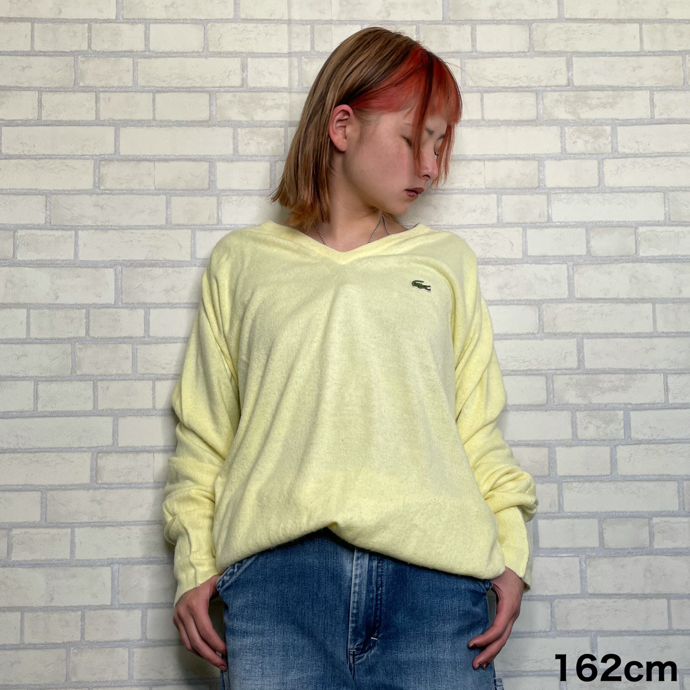 80's【I ZOT LACOSTE】 ニット XL Made in USA イエロー