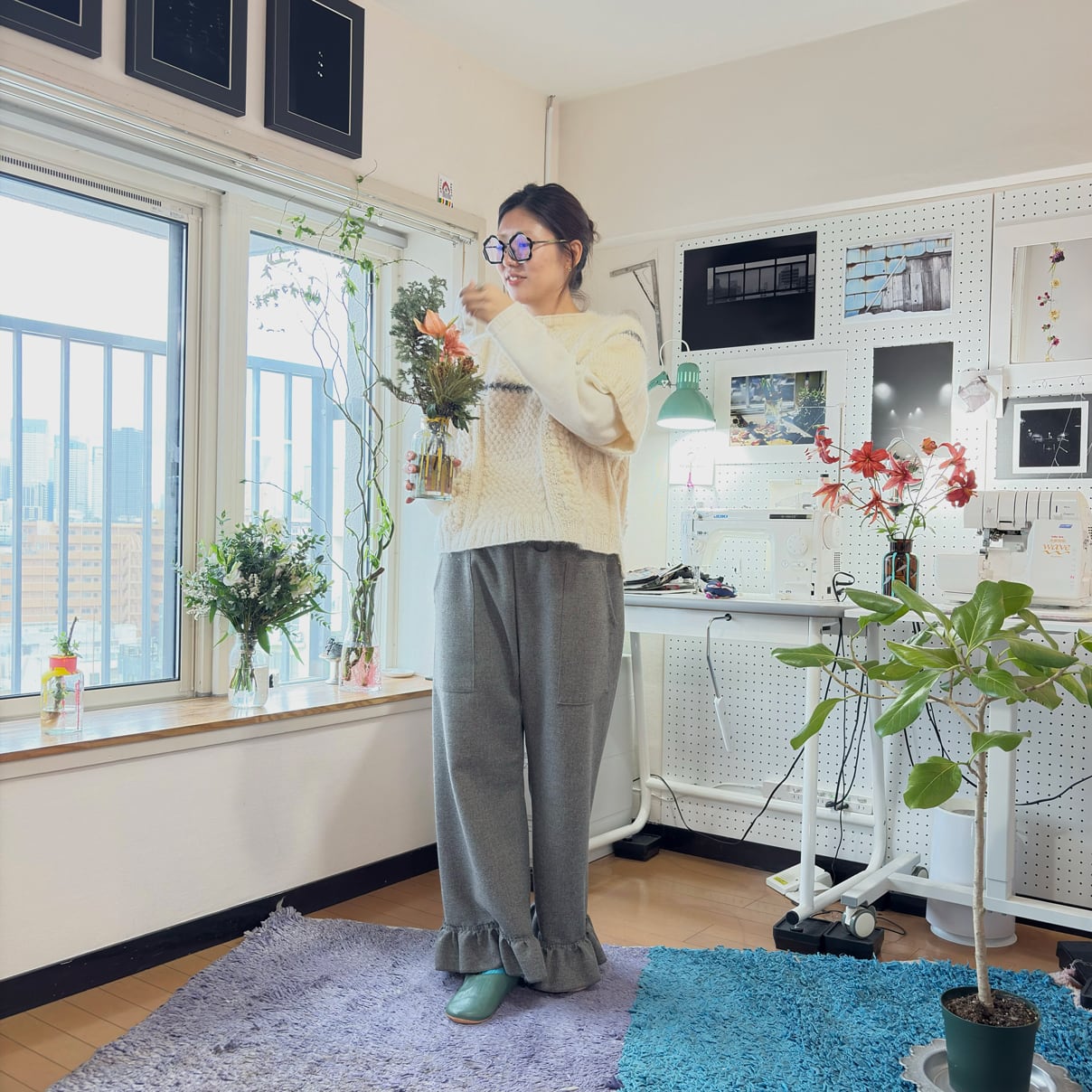 ウール　フサフサワイドパンツ