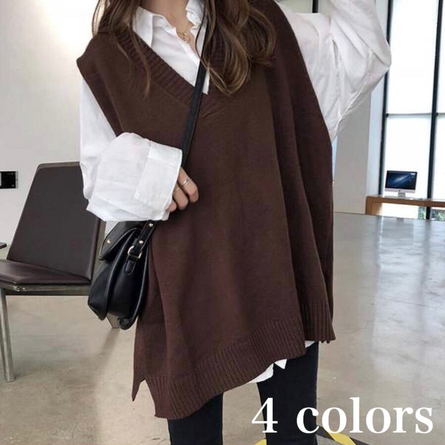 ニット ベスト レディース 秋 冬 服 韓国 ファッション 大人 可愛い 10代 30代 50代 学生 制服 風 ｖ ネック Tp 0249 Happy Orurea ハッピーオルレア