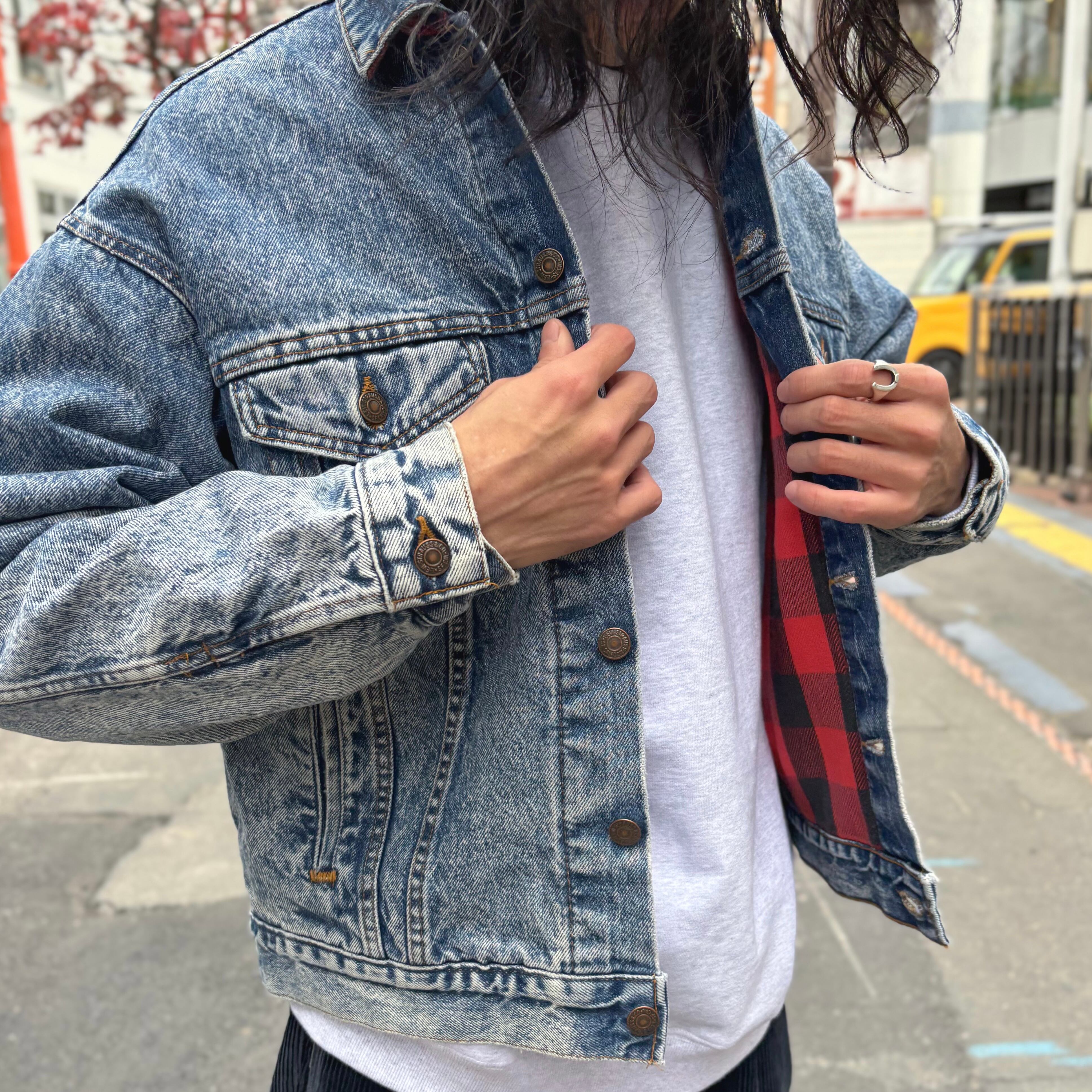 80s 70417-0819 levi's デニムジャケット　ケミカル　USA製 90's USA製 Levi's 70417-0819 Chemical Wash Flannel Lined Denim